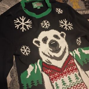 Holiday Polar Bear Sweater - Black and Green